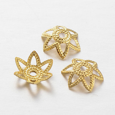 Brass Flower Bead Caps X-KK-L130-07G-1