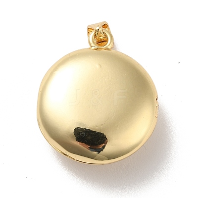 Rack Plating Brass Micro Pave Clear Cubic Zirconia Locket Pendants KK-M227-10G-1