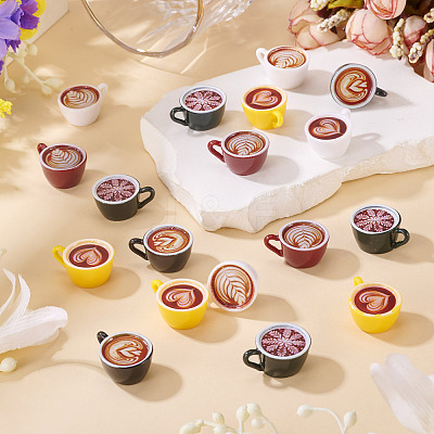 24Pcs 6 Colors Resin Coffee Cup Model Ornaments AJEW-TA0002-82-1
