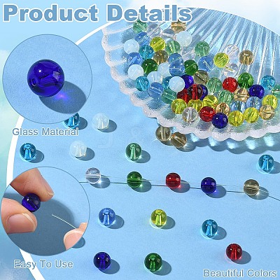 218Pcs 10 Colors Transparent Glass Beads GLAA-YW0005-12-1