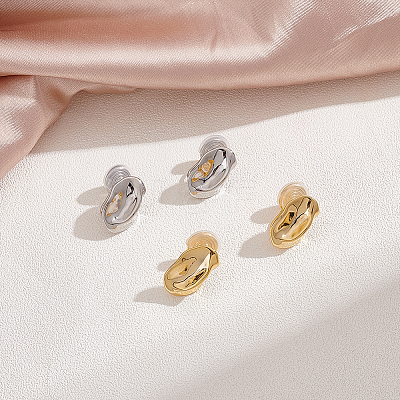 2 Pairs 2 Colors Brass Twist Oval Cuff Earrings EJEW-AN0004-92-1