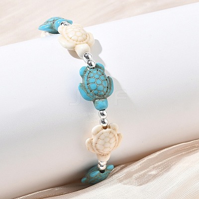 Adjustable Synthetic Turquoise & Non-magnetic Hematite Braided Bead Bracelets BJEW-JB13730-01-1