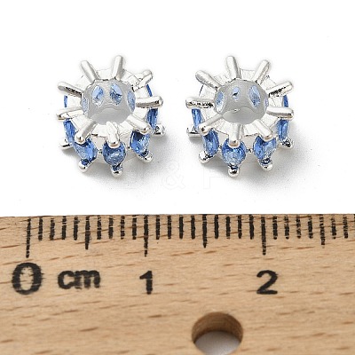 Brass Micro Pave Cubic Zirconia European Beads KK-B142-13B-03S-1