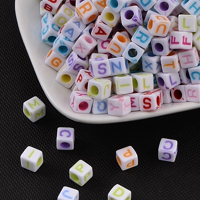 Acrylic Horizontal Hole Letter Beads MACR-R479-M-1