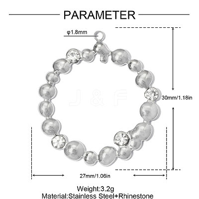304 Stainless Steel with Crystal Rhinestone Pendants RB-OY001-23P-1