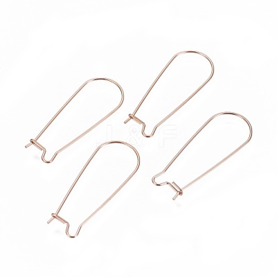 Ion Plating(IP) 304 Stainless Steel Hoop Earrings Findings Kidney Ear Wires STAS-L216-22A-RG-1