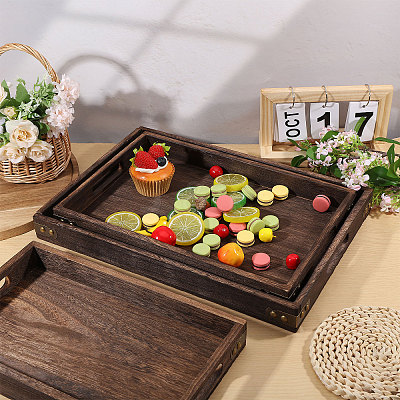 3Pcs 3 Styles Wood Tea Tray AJEW-PH0009-97-1