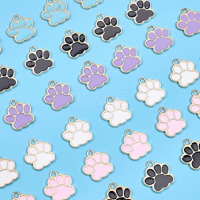 80Pcs 5 Colors Alloy Enamel Pendants ENAM-FH0001-35-1