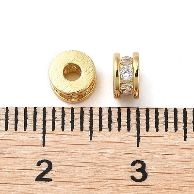 Rack Plating Brass Pave Cubic Zirconia Beads KK-K346-32G-1