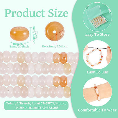 2 Strands Natural Golden Silk Jade Beads Strands G-TA0002-25-1