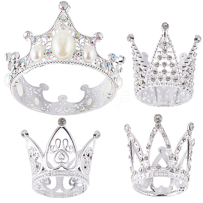 4Pcs 4 Styles Alloy Rhinestones Crown Cake Decoration DIY-SP0003-26S-1