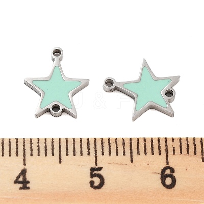 304 Stainless Steel Aquamarine Enamel Connector Charms STAS-Z078-14P-1