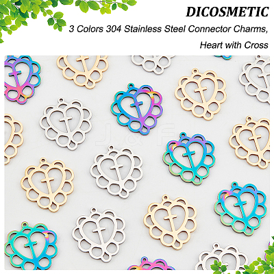 24Pcs 3 Colors 304 Stainless Steel Pendants STAS-DC0012-02-1