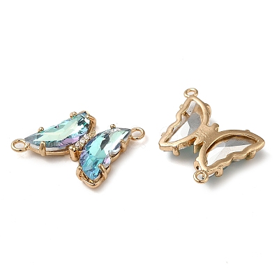 Brass Pave Faceted Glass Connector Charms X-FIND-Z020-04F-1