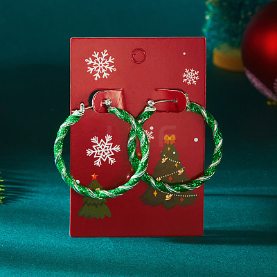 Christmas Alloy Enamel Twist Hoop Earrings FS-WG4C0CB-03-1