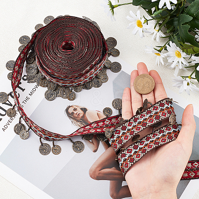 5 Yards Ethnic Style Embroidery Polyester Ribbons OCOR-GA0001-19-1