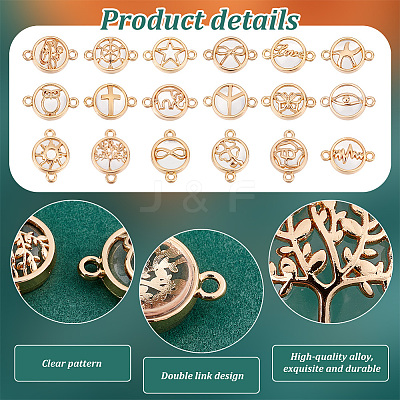 36pcs 18 styles Glass Connector Charms GLAA-PH0002-85-1