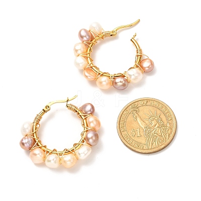 4 Pairs Vintage Natural Pearl Beads Earrings for Girl Women EJEW-JE04643-1