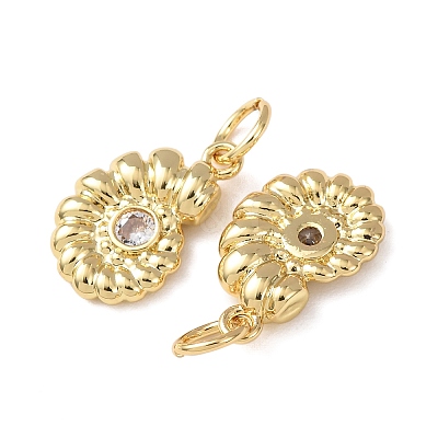 Brass Micro Pave Cubic Zirconia Charms KK-C143-32C-G-1