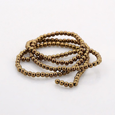 Round Non-magnetic Synthetic Hematite Beads Strands G-P061-64B-3mm-1