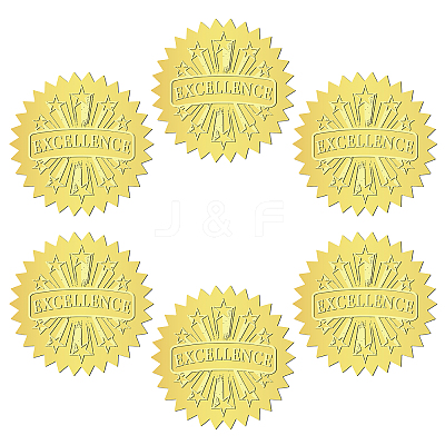 12 Sheets Self Adhesive Gold Foil Embossed Stickers DIY-WH0451-015-1