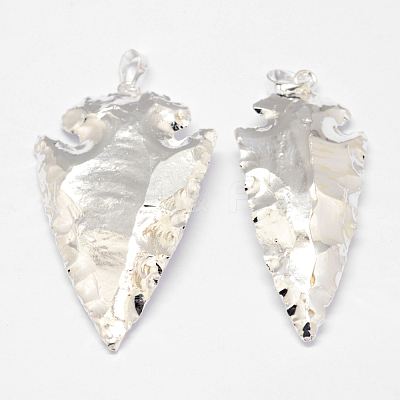 Electroplated Natural & Dyed Agate Big Pendants X-G-N0167-031B-1