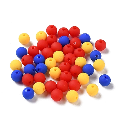 Rubberized Style Imitated Silicone Acrylic Beads MACR-D029-01L-1
