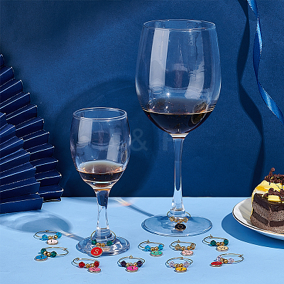 36Pcs 36 Styles Alloy Enamel Wine Glass Charms AJEW-BC00003-1