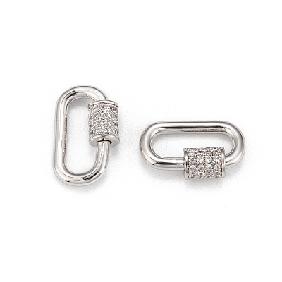 Brass Micro Pave Cubic Zirconia Screw Carabiner Lock Charms ZIRC-G160-22P-1