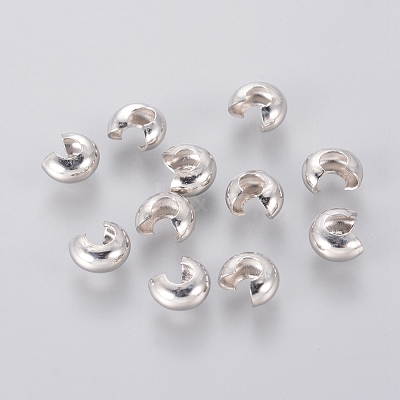 Platinum Color Ringent Round Brass Crimp Beads Covers X-EC266-NF-1