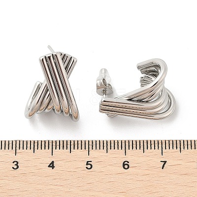 304 Stainless Steel Stud Earrings EJEW-M073-02P-1