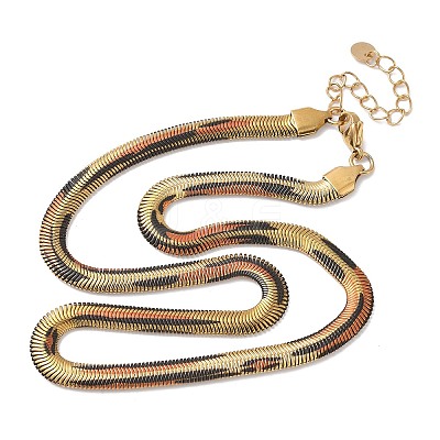 304 Stainless Steel Leopard Print Snake Chain Necklaces for Women NJEW-G164-01G-1