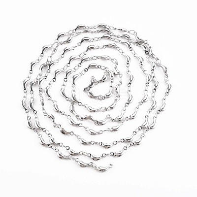 Non-Tarnish 201 Stainless Steel Moon & Oval Link Chains STAS-N092-112-1