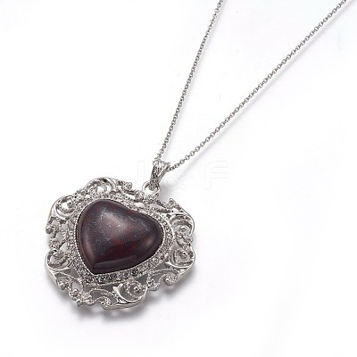 Natural Brecciated Jasper Pendant Necklaces NJEW-P242-A09-1