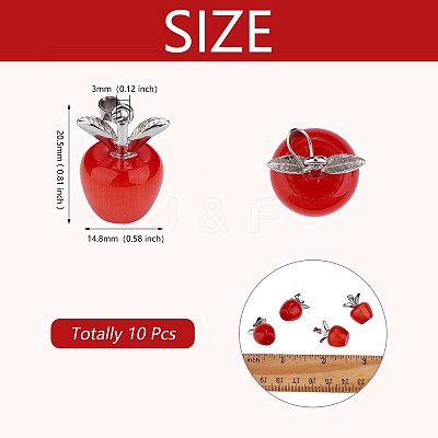 10Pcs Apple Gemstone Charm Pendant Crystal Quartz Healing Natural Stone Pendants Pink Silver Buckle for Jewelry Necklace Earring Making Crafts JX525E-1