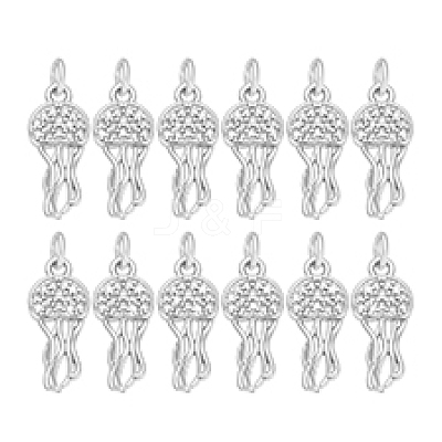 12Pcs Brass Micro Pave Cubic Zirconia Pendants KK-PH0014-34P-1