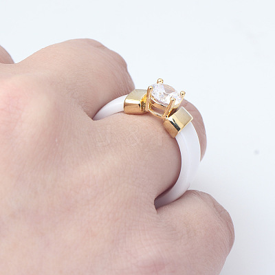 Flat Round Porcelain Finger Rings for Women Men FS-WG6D31E-02-1