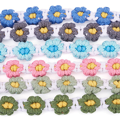 6Pcs 6 Colors Cotton Cord Knitted Daisy Cup Belt AJEW-TA0002-37-1