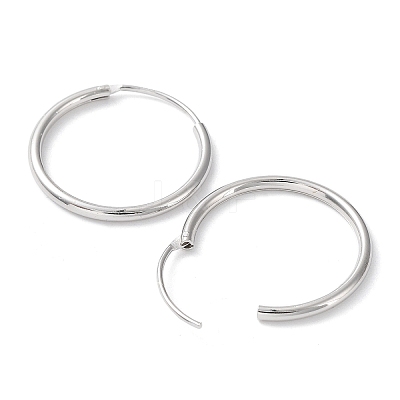 Rhodium Plated 925 Sterling Silver Huggie Hoop Earrings EJEW-K258-02C-P-1