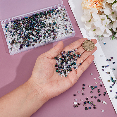 137G 9 Styles Colours Luster Czech Glass Seed Beads SEED-WR0001-04-1