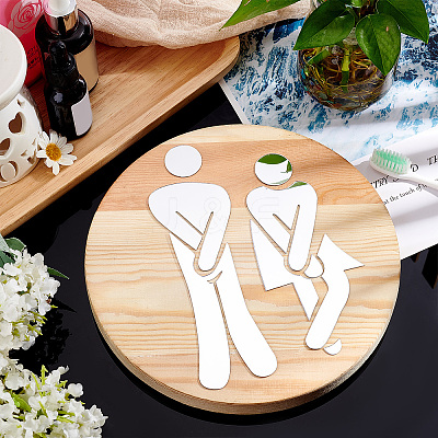 3D Plastic Self-Adhesive Man & Woman Pattern Mirror WC Sign DIY-WH0308-145C-1