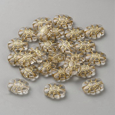 Transparent Acrylic Golden Metal Enlaced Beads OACR-WH0028-31G-1
