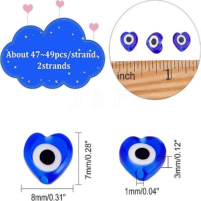2 Strands Handmade Evil Eye Lampwork Beads Strands LAMP-FH0001-08B-1