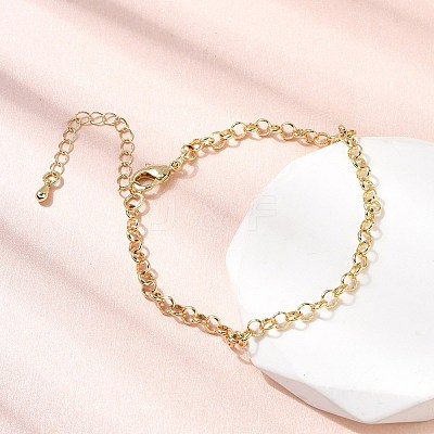 Brass Link Chain Bracelet for Women BJEW-A065-08G-1