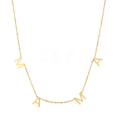 Stainless Steel Word MAMA Pendant Necklace with Cable Chains for Mother's Day LETT-PW0002-10B-1