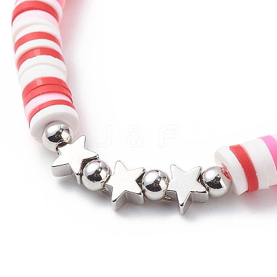 4Pcs 4 Color Handmade Polymer Clay Disc Surfer Bracelets Set BJEW-JB08799-1