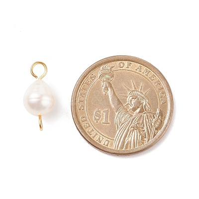Natural Cultured Freshwater Pearl Beads Connector Charms PALLOY-JF01551-02-1