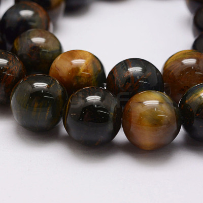 Natural Yellow Blue Tiger Eye(Dyed & Heated) Bead Strands G-P230-07-8mm-1