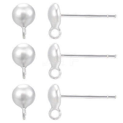 5 Pairs 925 Sterling Silver Stud Earring Findings STER-BBC0008-94S-1