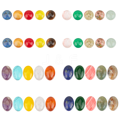 40Pcs 20 Styles Mixed Gemstone Cabochons G-HY0001-54-1